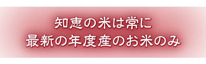 知恵の米は常に新年度産のお米のみ